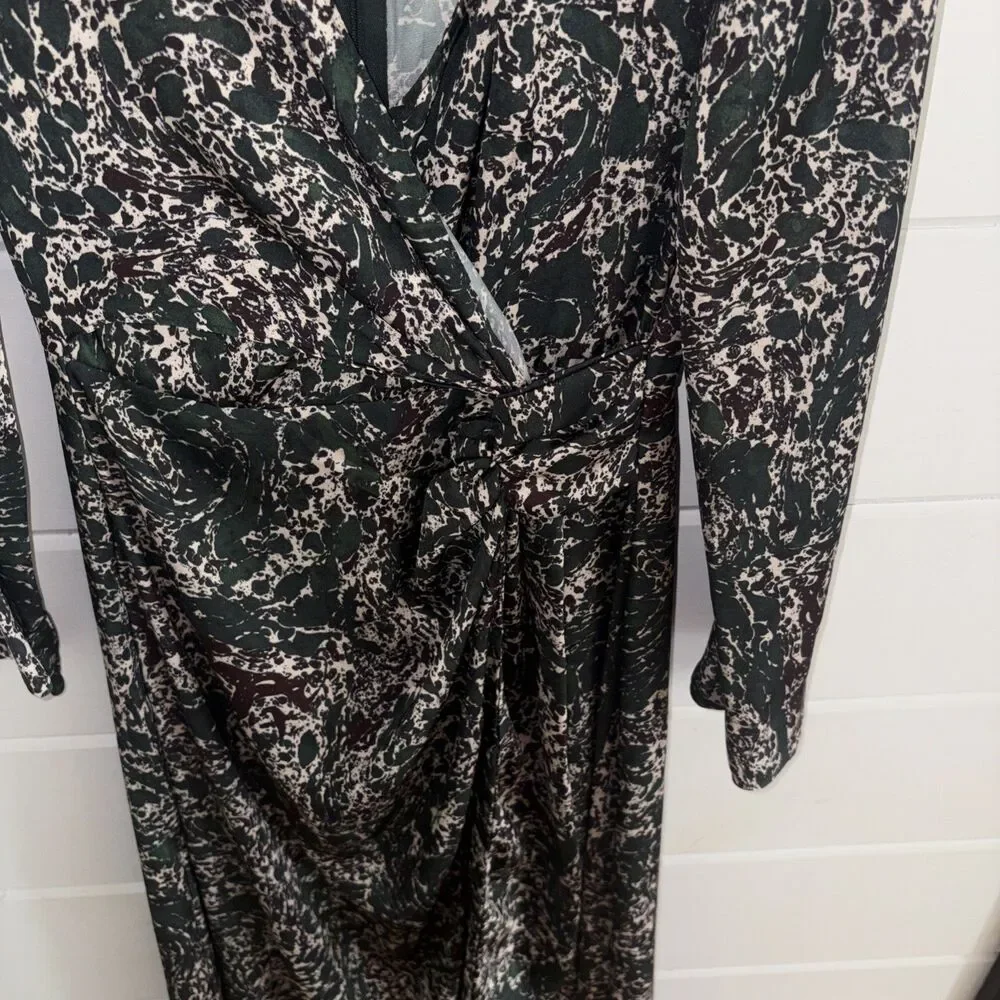 Zara womens dress size S faux wrap long sleeve Multicolor
